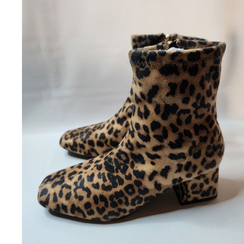 Soda Adena Leopard Print Booties – Women’s 6.5 Heeled Side‑Zip Ankle Boots